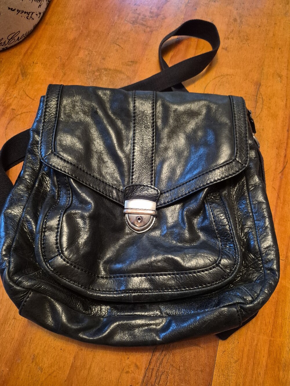 Vintage DANIER Black leather Backpack/shoulder Purse